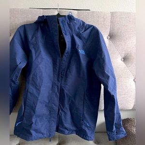 The North Face rain coat in cornflower blue. Great condition